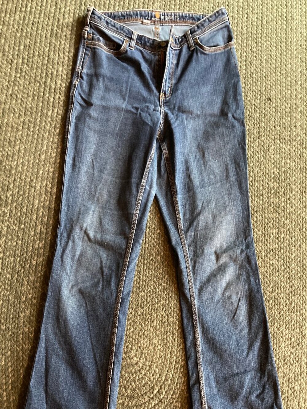 Carhartt Original Fit Jeans Classic Denim Wash Size 12 Tall